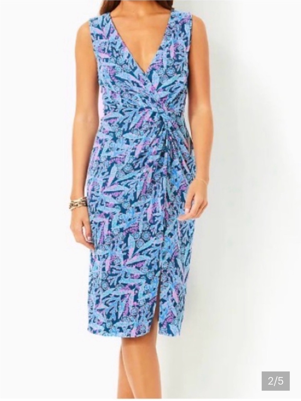 Lilly Pulitzer Barton Blue Star Gazing Sleeveless Midi Dress